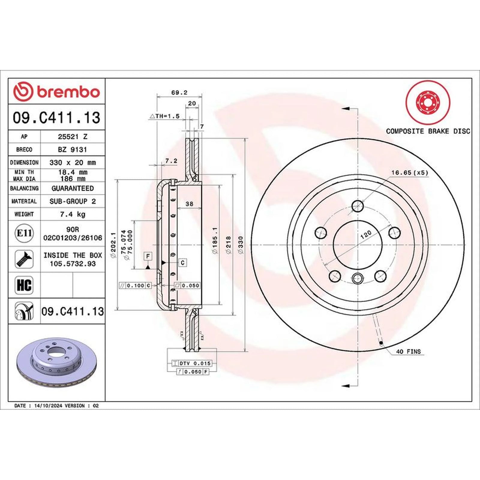 Brembo 2 x Aluminium Brake Disc Hub Brake Discs fits BMW 5 2009-2017