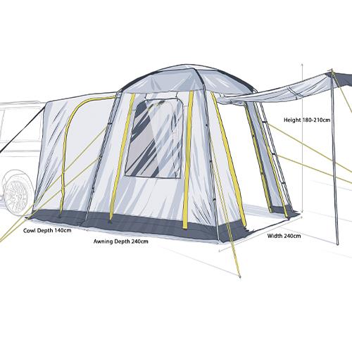 Maypole Broadway Poled Tailgate Awning for Campervan