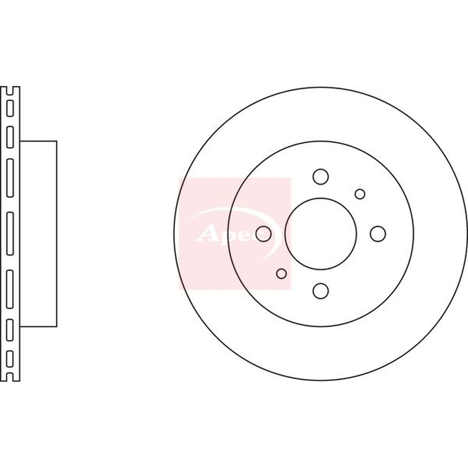 Apec 2 x Vented Brake Discs fits Suzuki Ignis I 2000-2005 1.3 1.5
