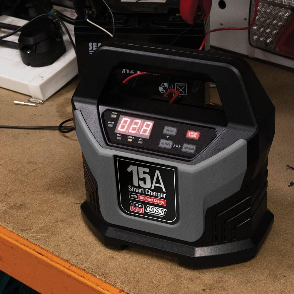 Maypole MP7215 15A 12V Electronic Smart Battery Charger