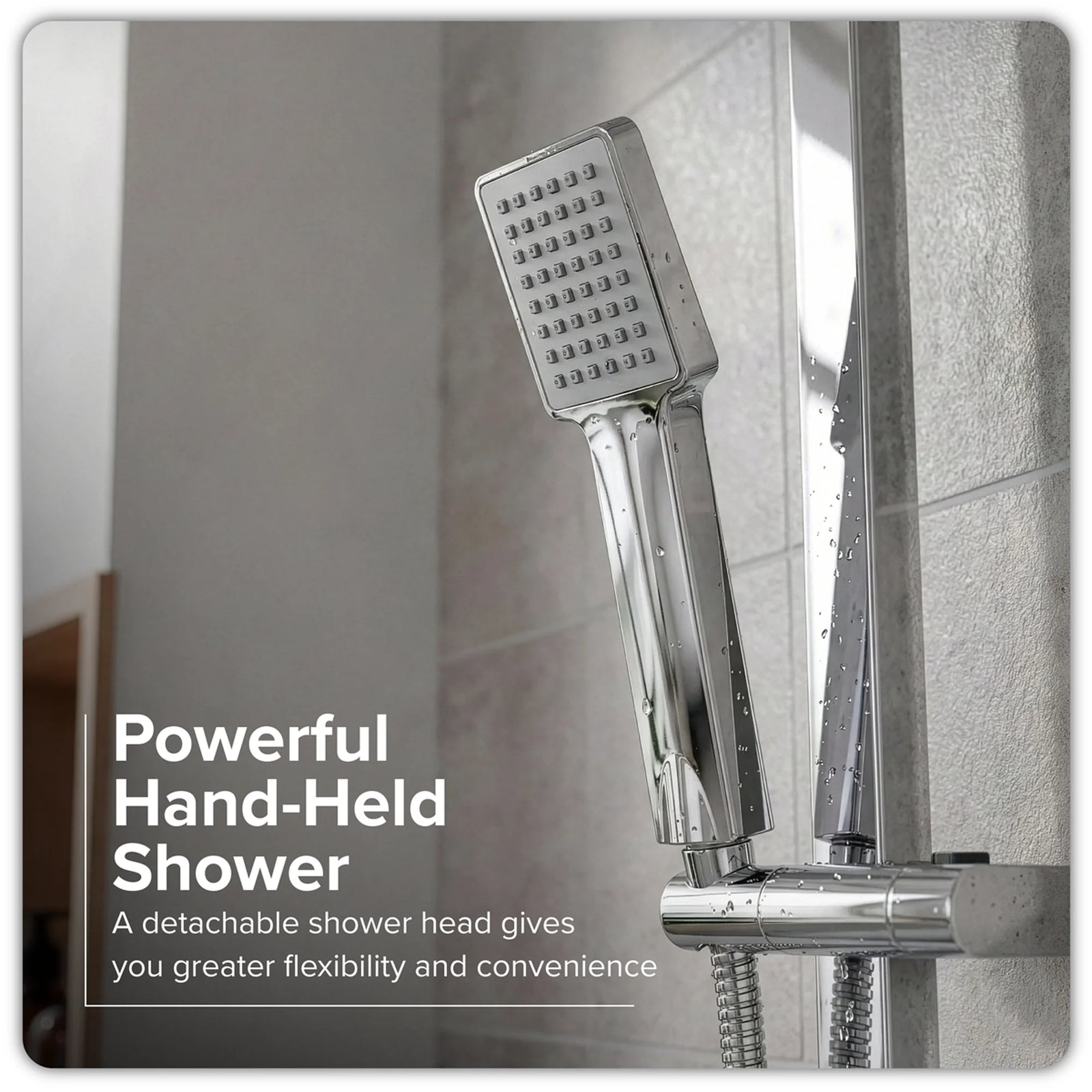 Baridi Thermostatic Shower Mixer Set 20x20cm Square Head