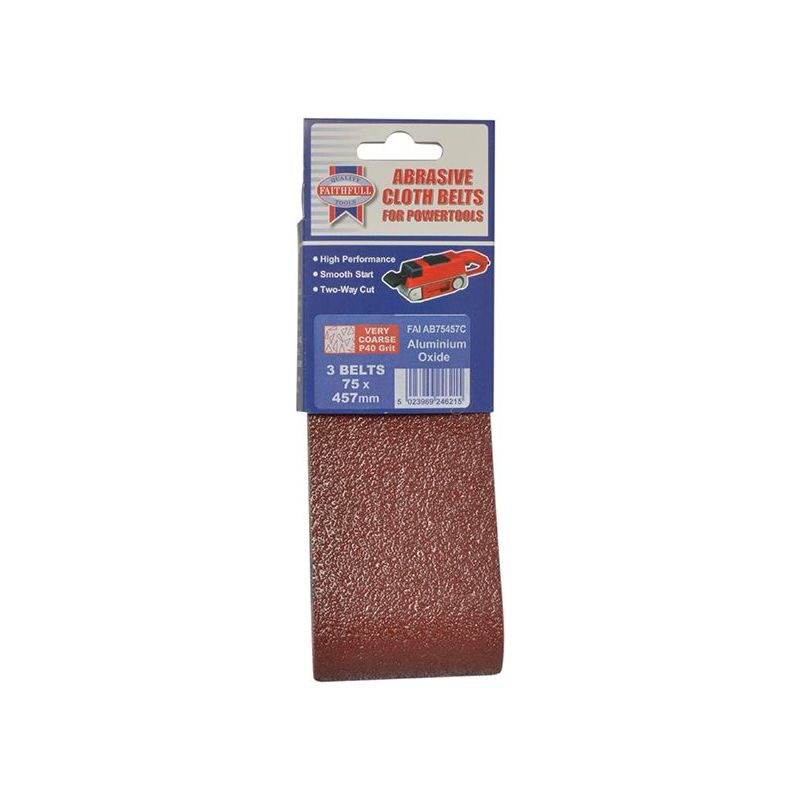 Faithfull Cloth Sanding Belt 457 x 75mm 60G (Pack 3)