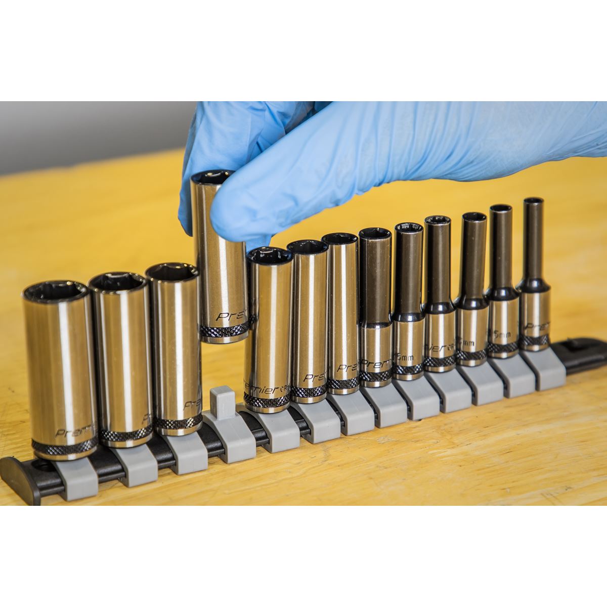 Sealey Socket Set Deep 13pc 1/4"Sq Drive Metric Black Series AK7991