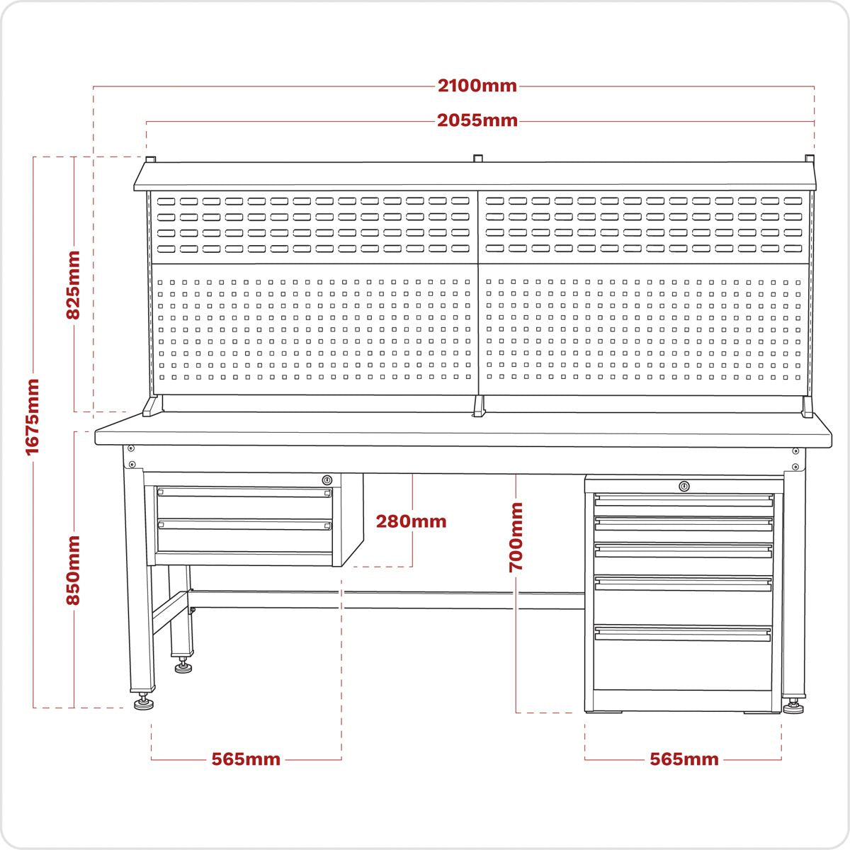 Sealey 2.1m Complete Industrial Workstation & Cabinet Combo API2100COMB02