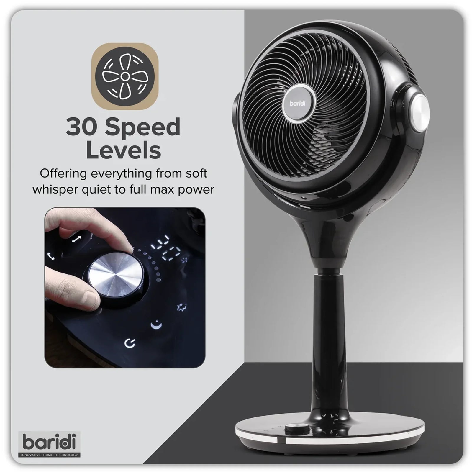 Baridi 10" Pedestal Fan DH143 with Remote Control & Timer
