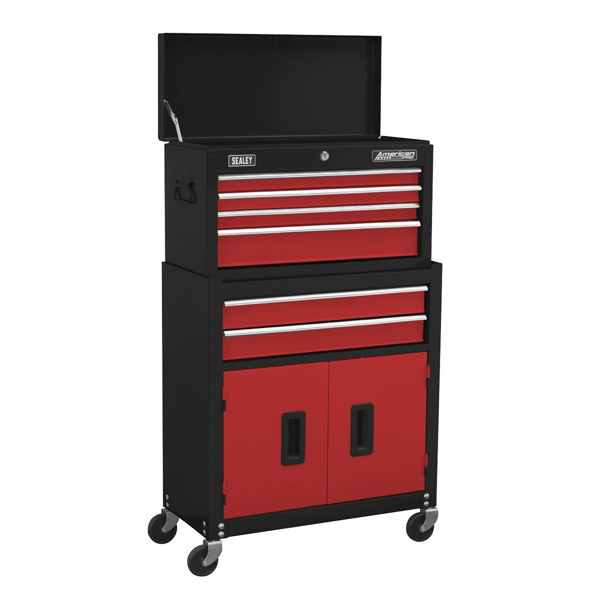 Sealey Topchest & Rollcab Combination 6 Drawer with Ball-Bearing Slides- Red