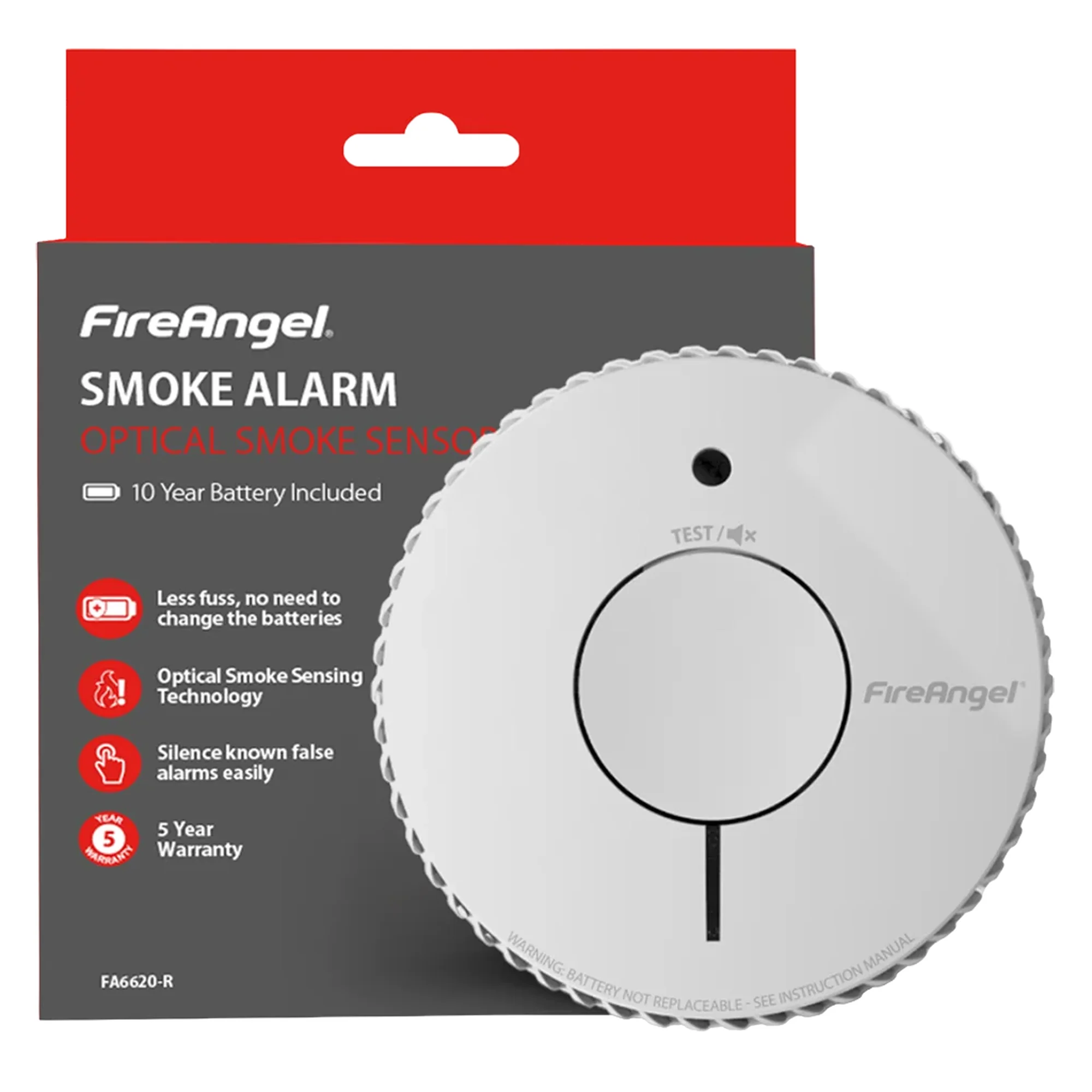 Fireangel Smoke Alarm 10 Year Optical FA6620-R