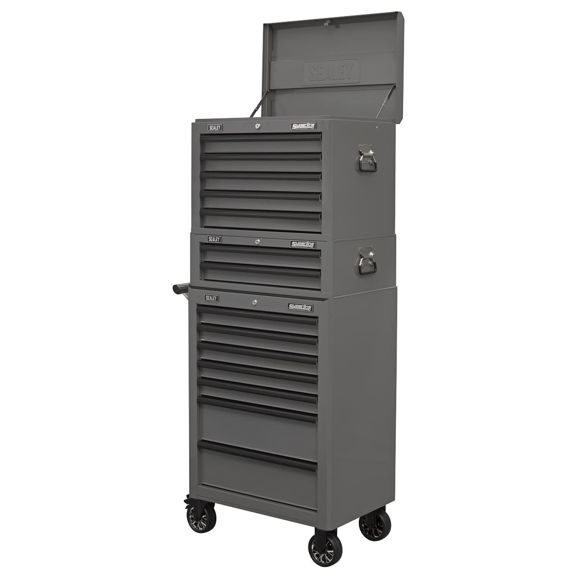 Superline PRO Topchest Mid-Box Tool Chest & Rollcab Combination 14 Drawer Grey