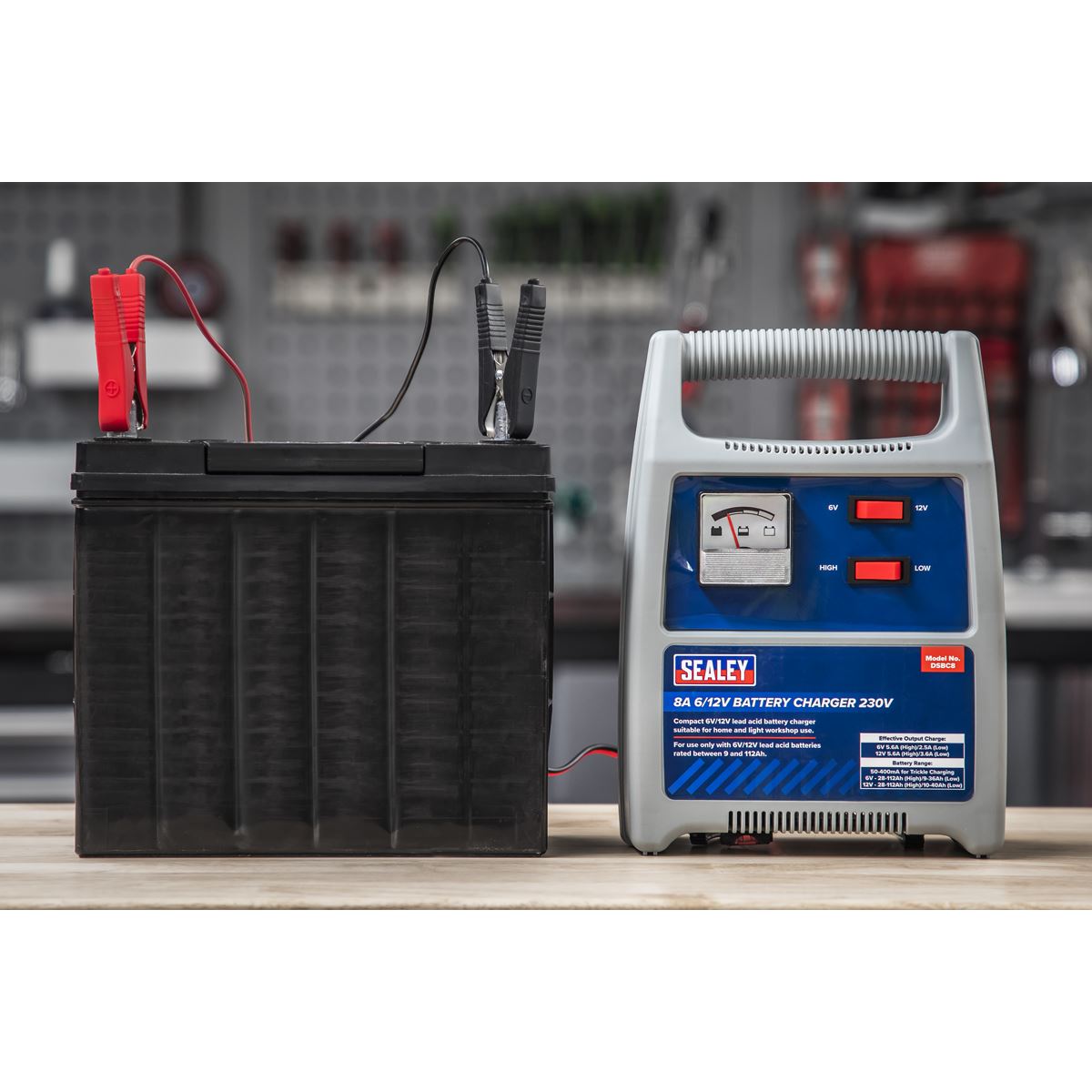 Sealey DSBC8 Battery Charger 6/12V 8Amp 230V Automatic Car / Bike / Van 9-112Ah