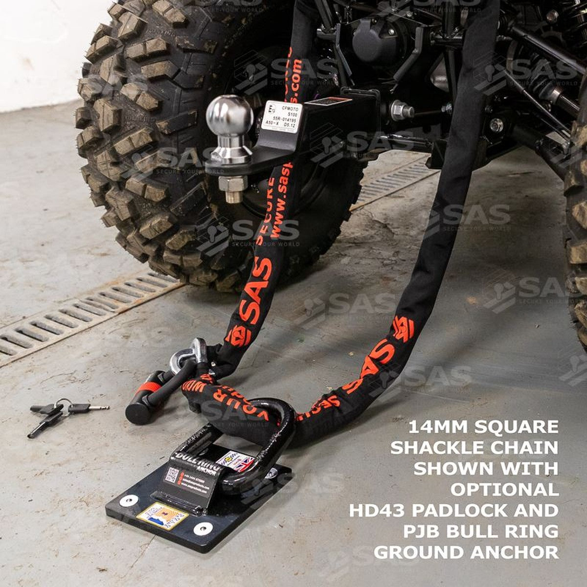 SAS SAS Heavy Duty 2000x14mm Square Shackle Chain with Cloth Sleeve