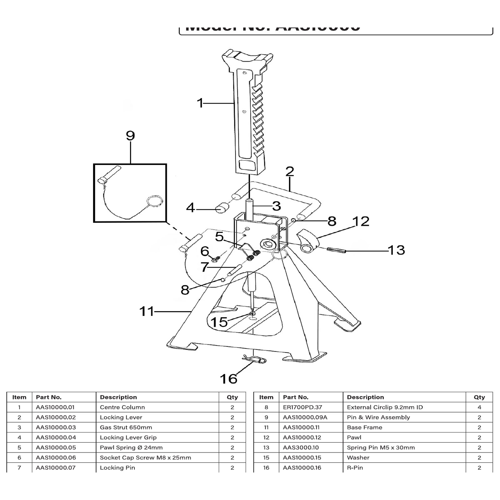 Sealey Locking lever AAS10000.02