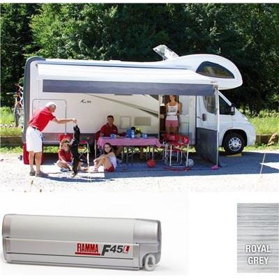 Fiamma F45 L Winch Awning Wind Out 500cm Titanium Case Royal Grey Fabric