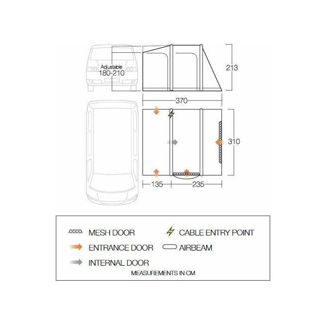 Vango Kela Air TC Low Drive Away Awning  (180 - 210cm) Campervan