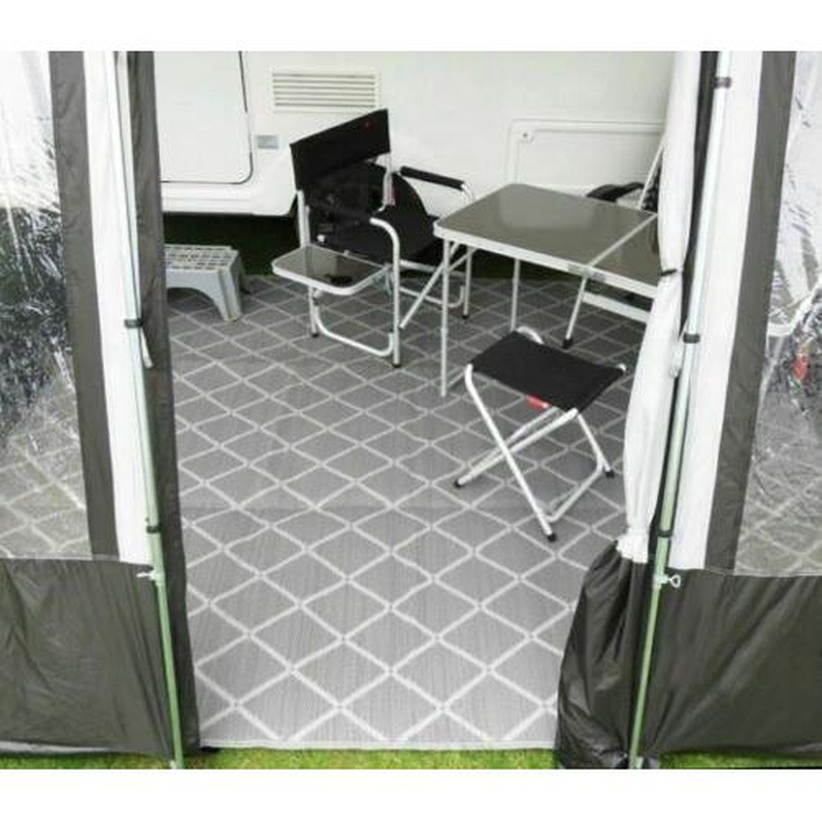 Paradise 2.5 X 3.0M Luxury Awning Carpet Moroccan Style Ground Sheet Grey