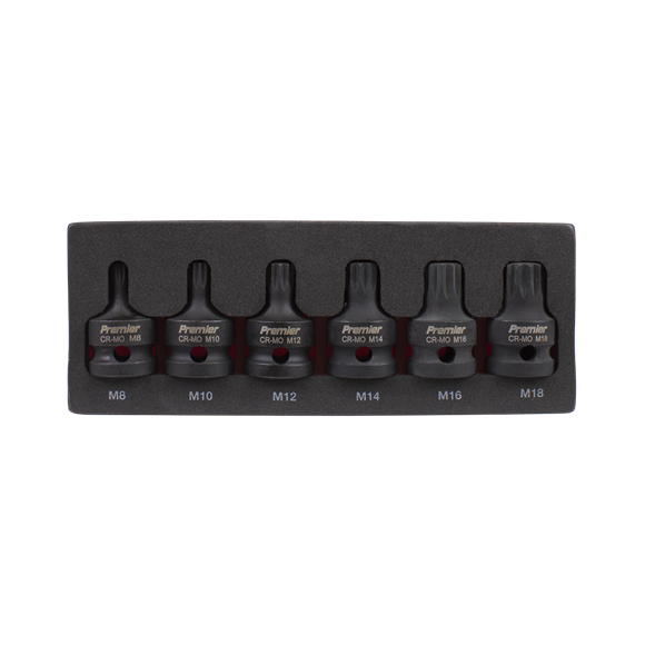Sealey Impact Spline Socket Bit Set 6pc 1/2"Sq Drive AK5608