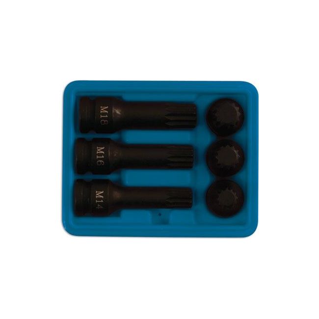 Laser Spline Bit Set 1/2"D 6pc 5019