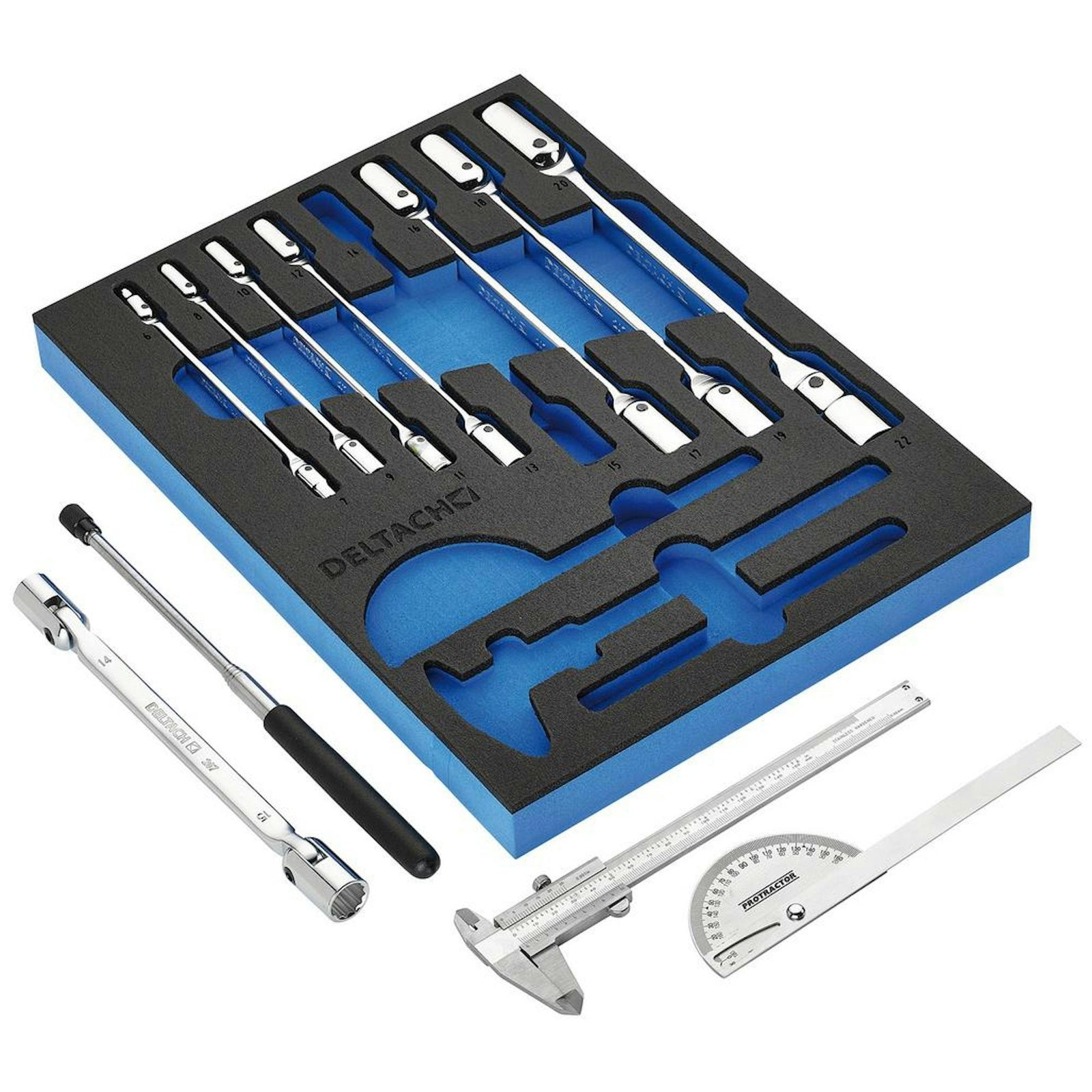 BUNKER Knee Wrench, Measuring and Pick-up Set in EVA Foam Inlay (10 Piece)