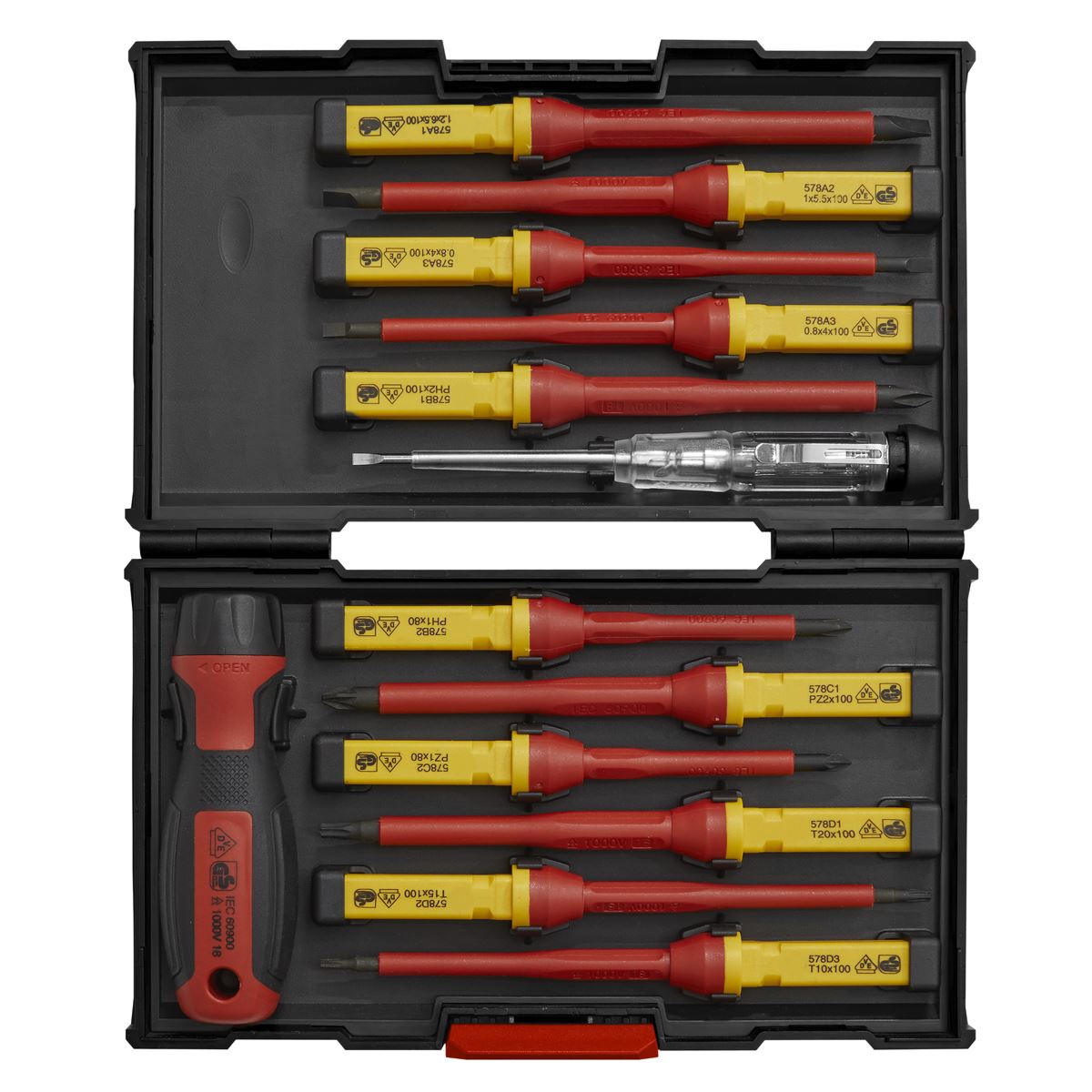 Sealey Interchangable Screwdriver Set VDE 1000V AC 1500V DC Hybrid 13pc Kit Torx