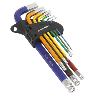 Sealey Twin Pack Long Ball-End Allen Hex Key & Torx Trx Star Multi-coloured Set