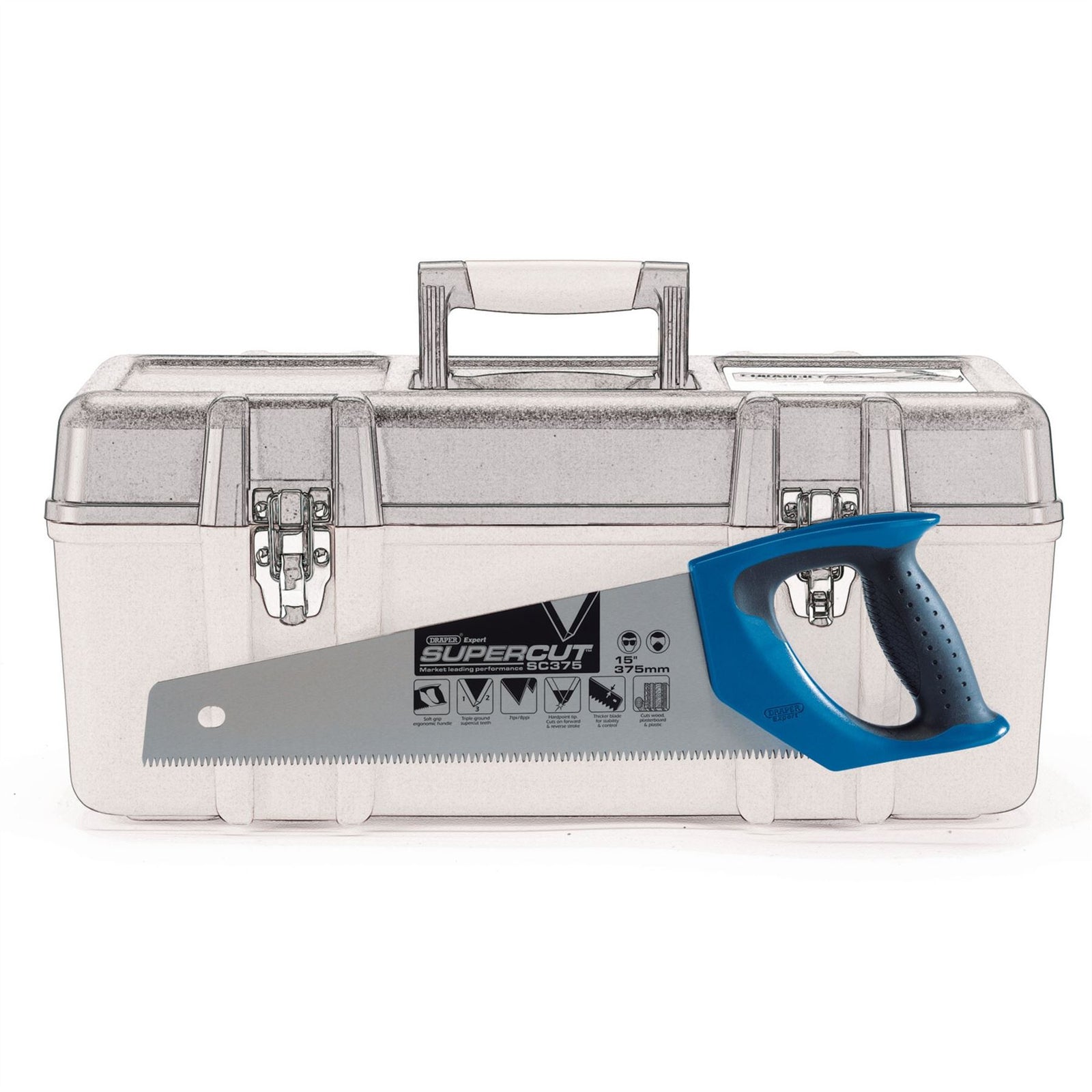 Draper Supercut Soft Grip Hardpoint Tool Box Handsaw, 375mm/15", 7tpi/8ppi