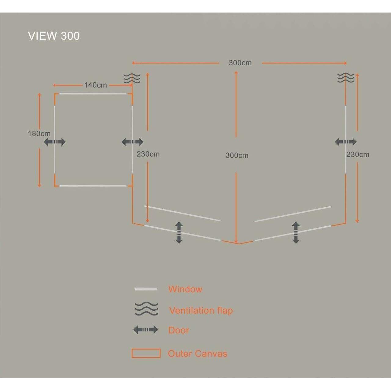 Olpro View Caravan Awning – 300 with Porch