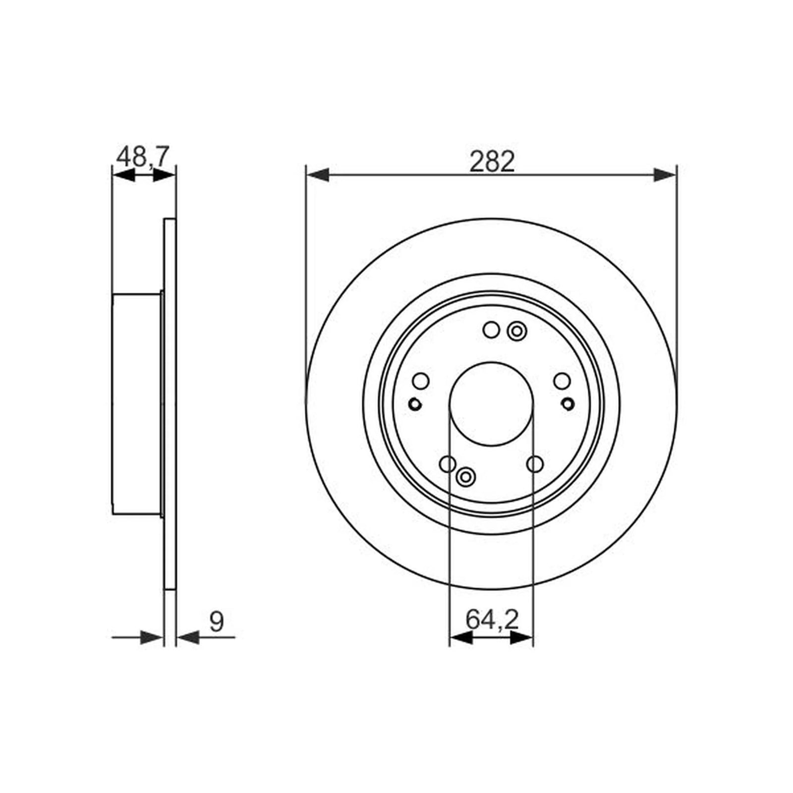 Bosch 2 x Solid Brake Discs fits Honda Accord VIII 2008-2015 2.0 2.2 2.4