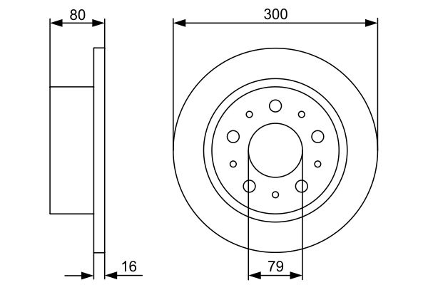 Bosch 2 x Solid 300mm Brake Disc 0986479317