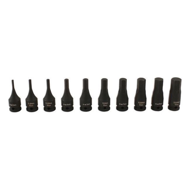 Laser Impact Hex Socket Bit Set 1/4"D 10pc 7838