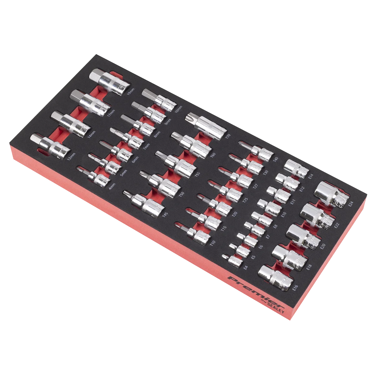 Sealey Premier Socket Bit Set 37 Piece with Tool Tray TBT61