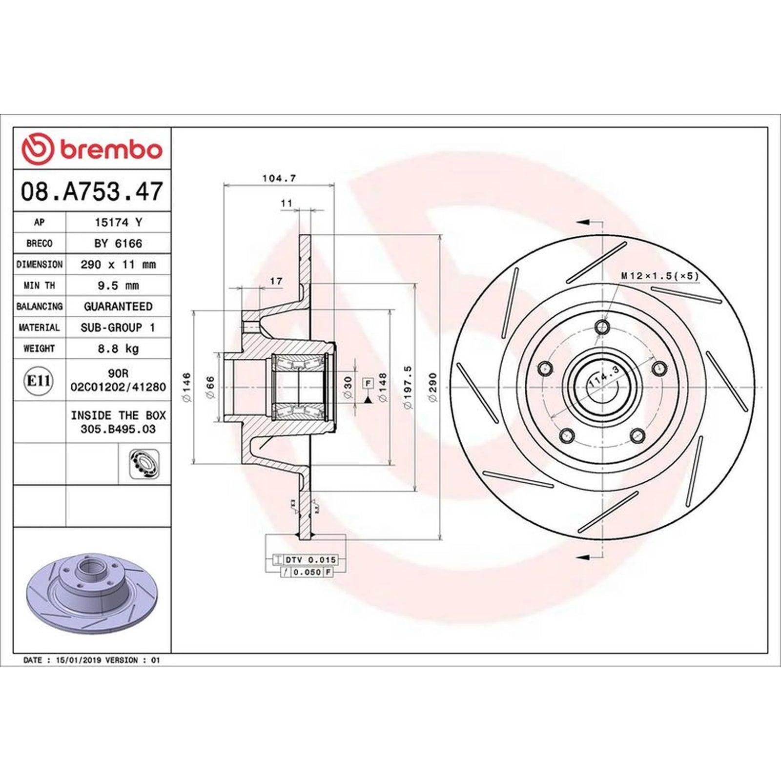 Brembo 2 x Solid Brake Discs fits Renault Megane III 2008-2016 2.0