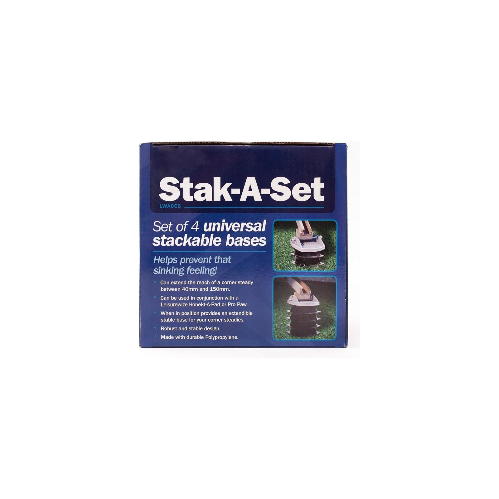 Stak-a-Set 4 Stackable Bases Extend Corner Steady Blocks Jack Up Caravan Trailer