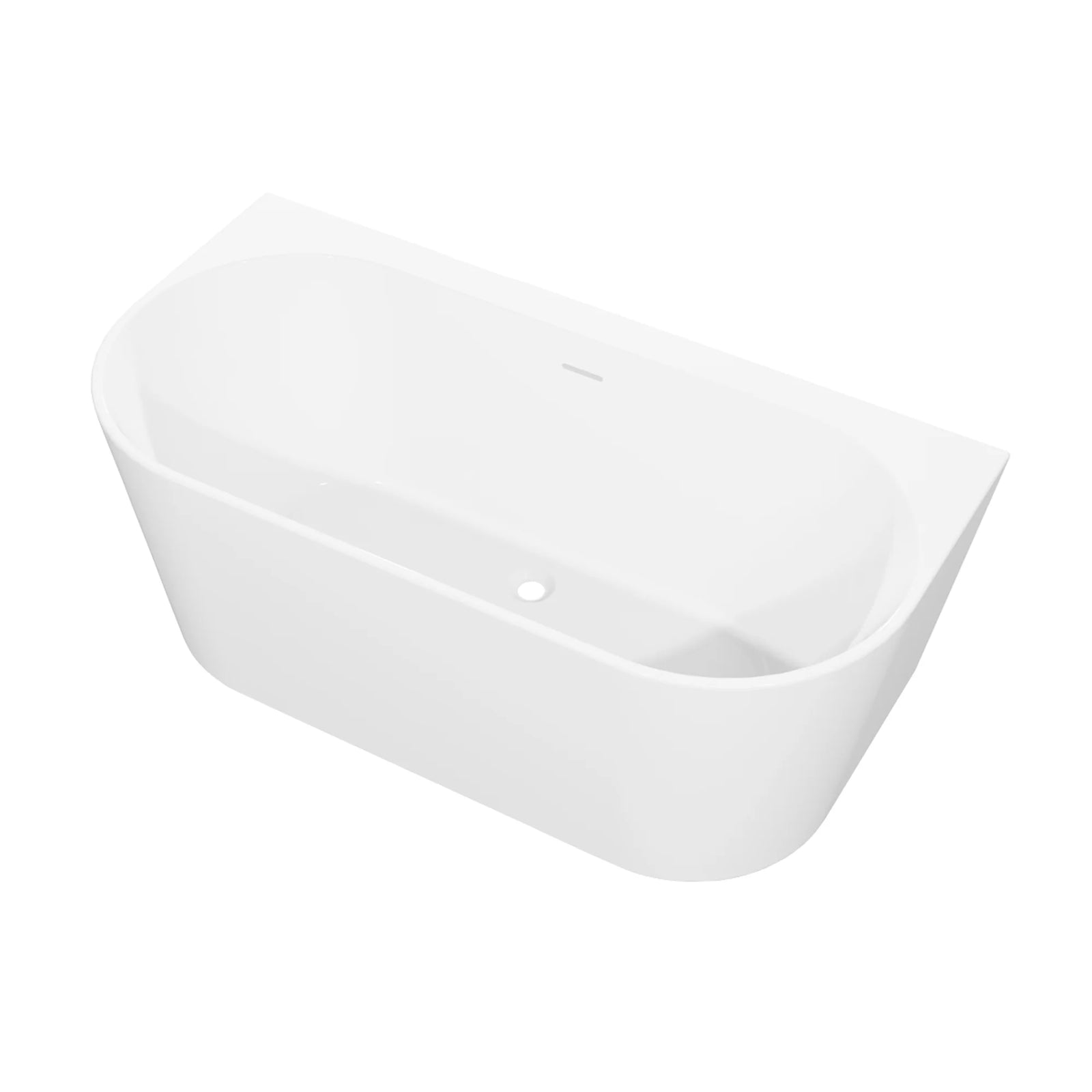 Baridi Back-to-Wall Slim Rim Bath 150cm - Gloss White