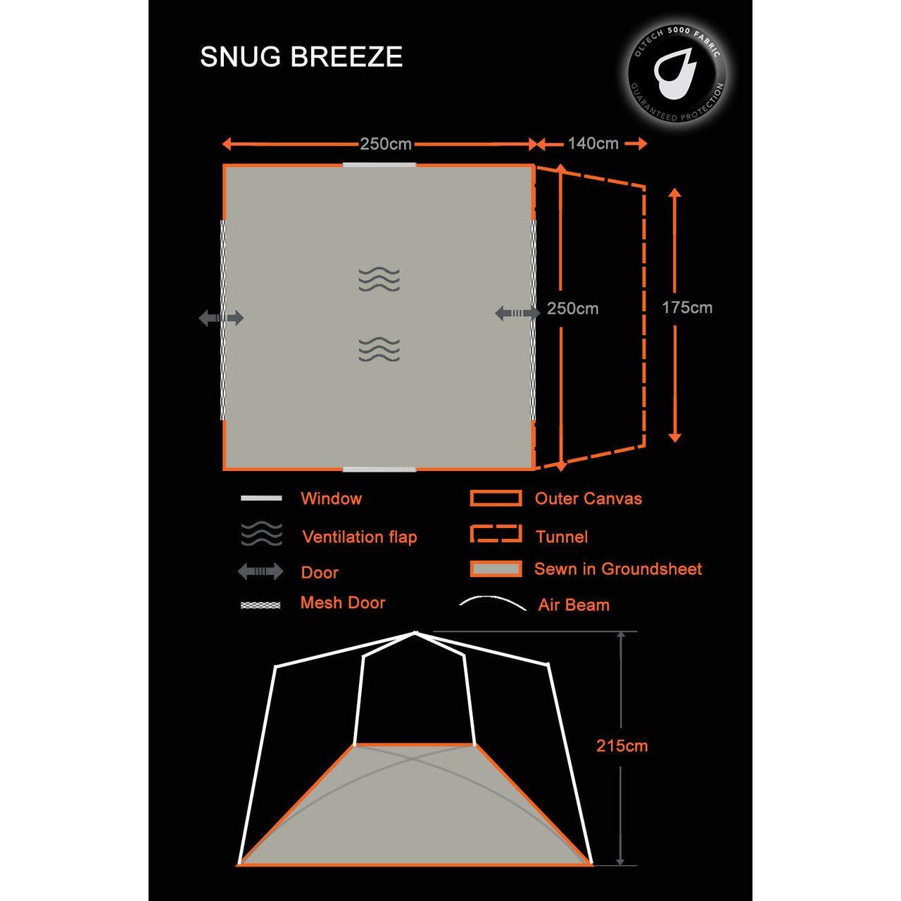 OLPRO Snug Inflatable Tailgate Campervan Awning