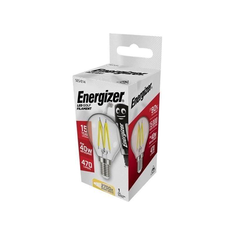 Energizer® LED SES (E14) Golf Filament Non-Dimmable Bulb, Warm White 470 lm 4W
