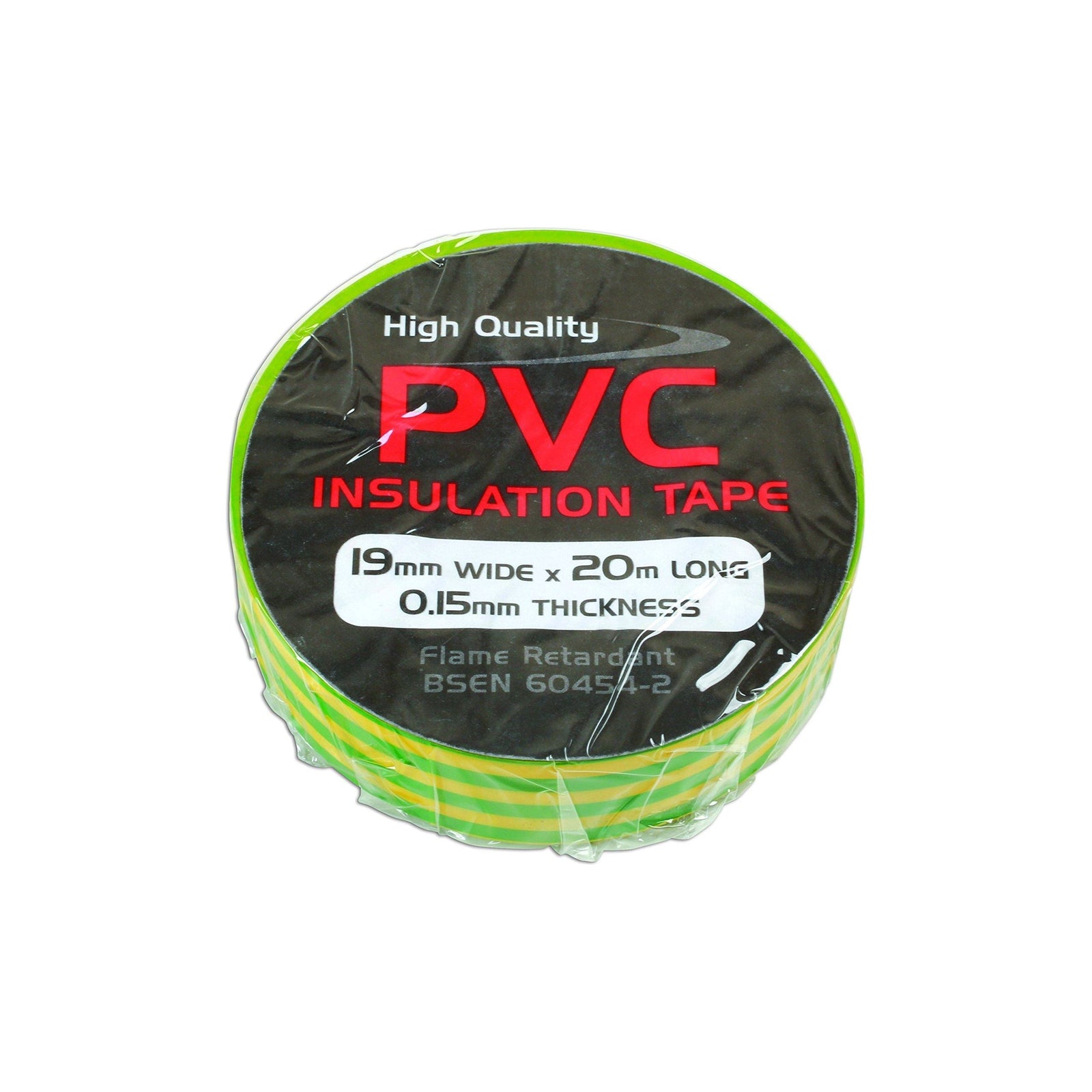 Tool Connection Green & Yellow PVC Insulation Tape 19mm x 20m 1pc 36891