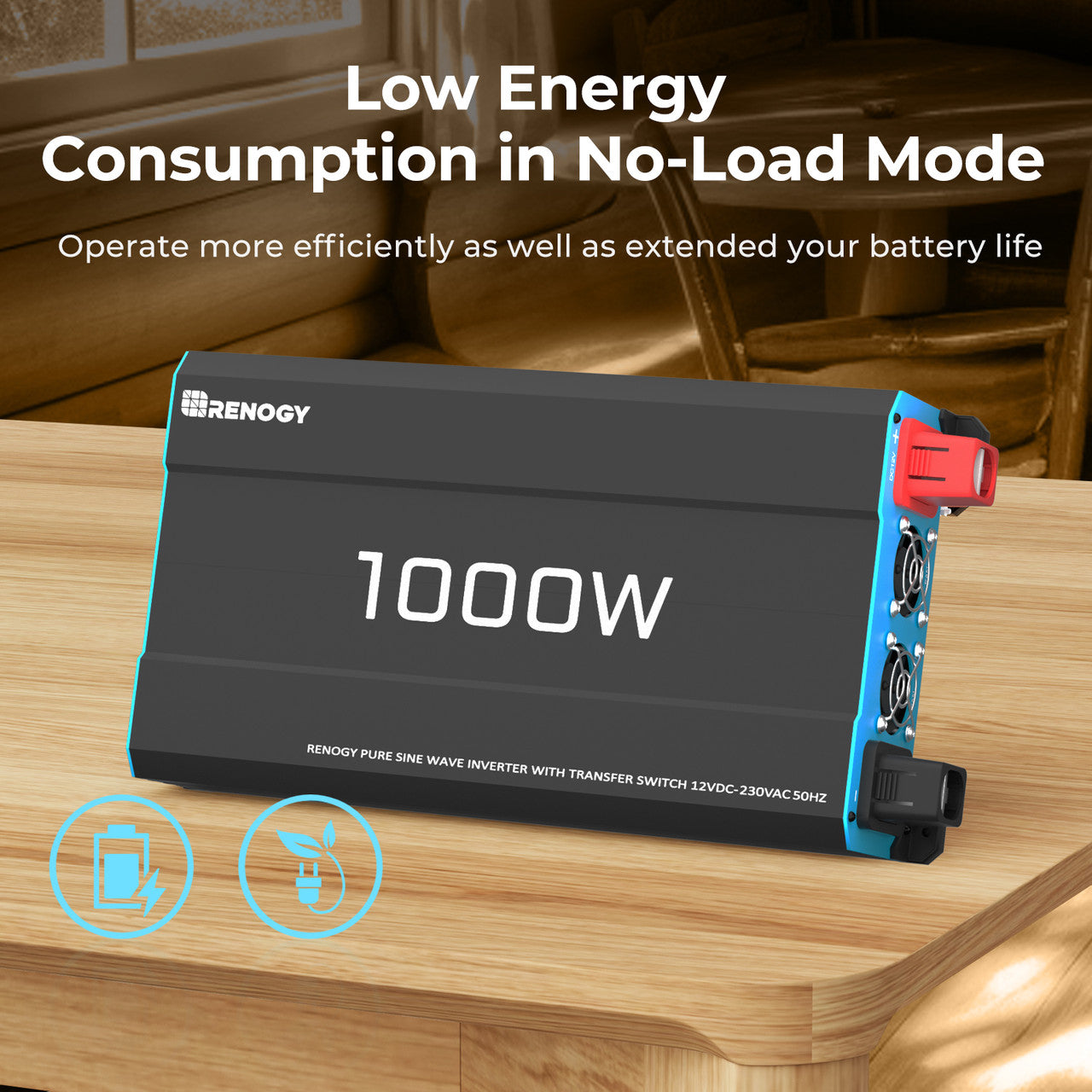 Renogy 1000W 12V to 230V/240V Pure Sine Wave Inverter with English Standard Socket