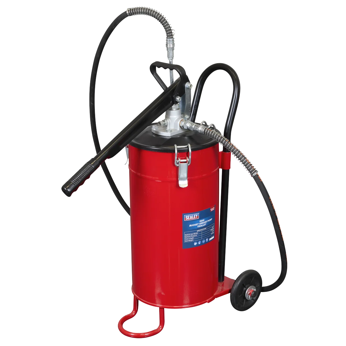 Sealey Bucket Grease Pump Trolley 15kg Capacity AK451X
