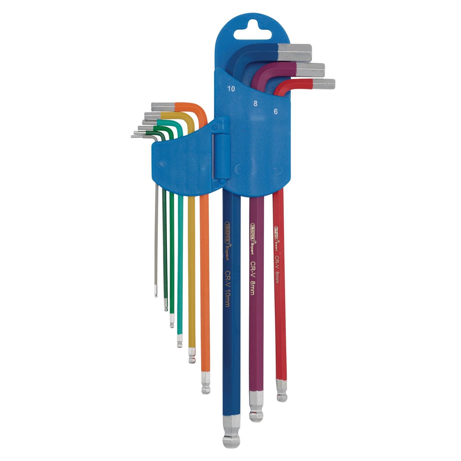 Draper Metric Coloured Extra Long Hex. and Ball End Key Set (9 Piece) 66134