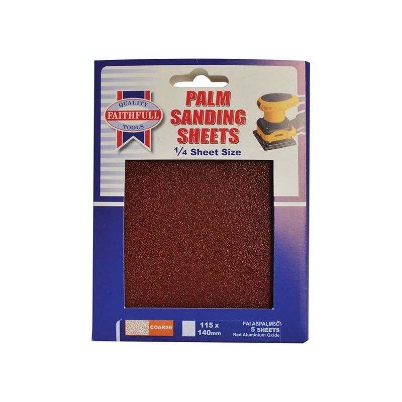 Faithfull 1/4 Sheet Palm Sander Sheets Coarse (Pack 5)