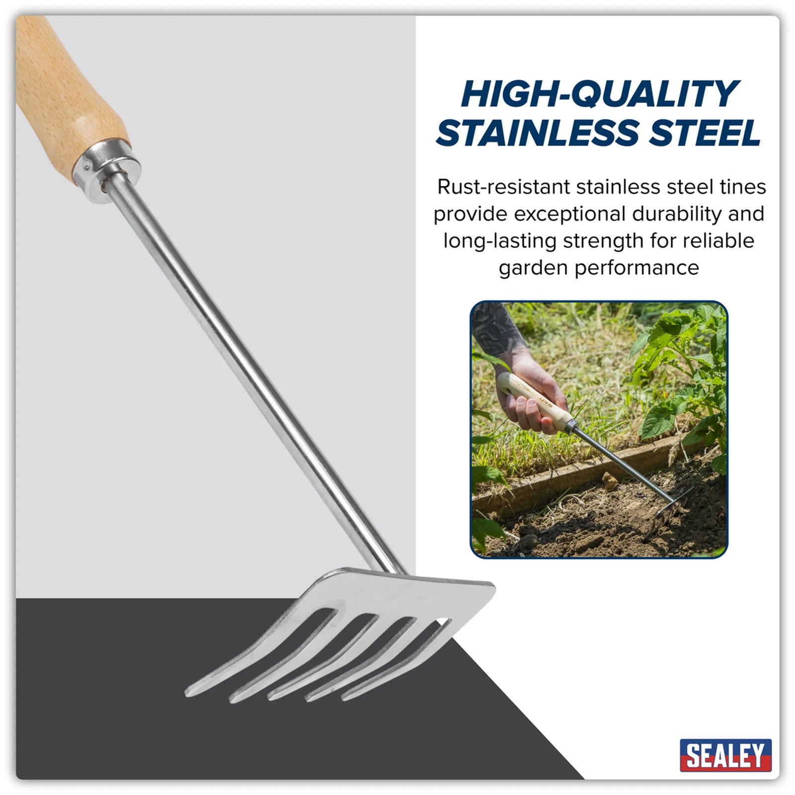 Sealey Premier Garden Hand Rake GTWH020 135mm Ash Handle