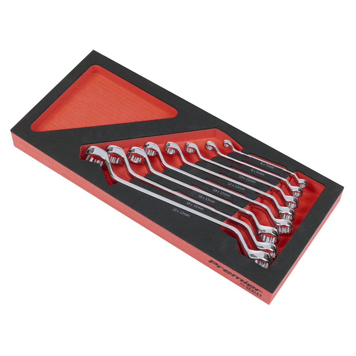 Sealey Premier Deep Offset Spanner Set 8 Piece with EVA Foam Tray