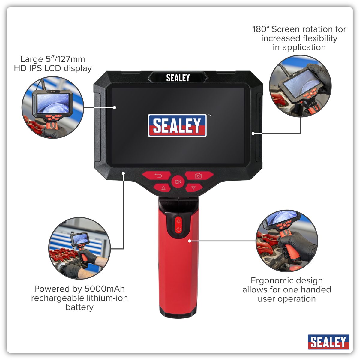 Sealey Video Borescope VS8117 3.9mm Camera & 5" Screen