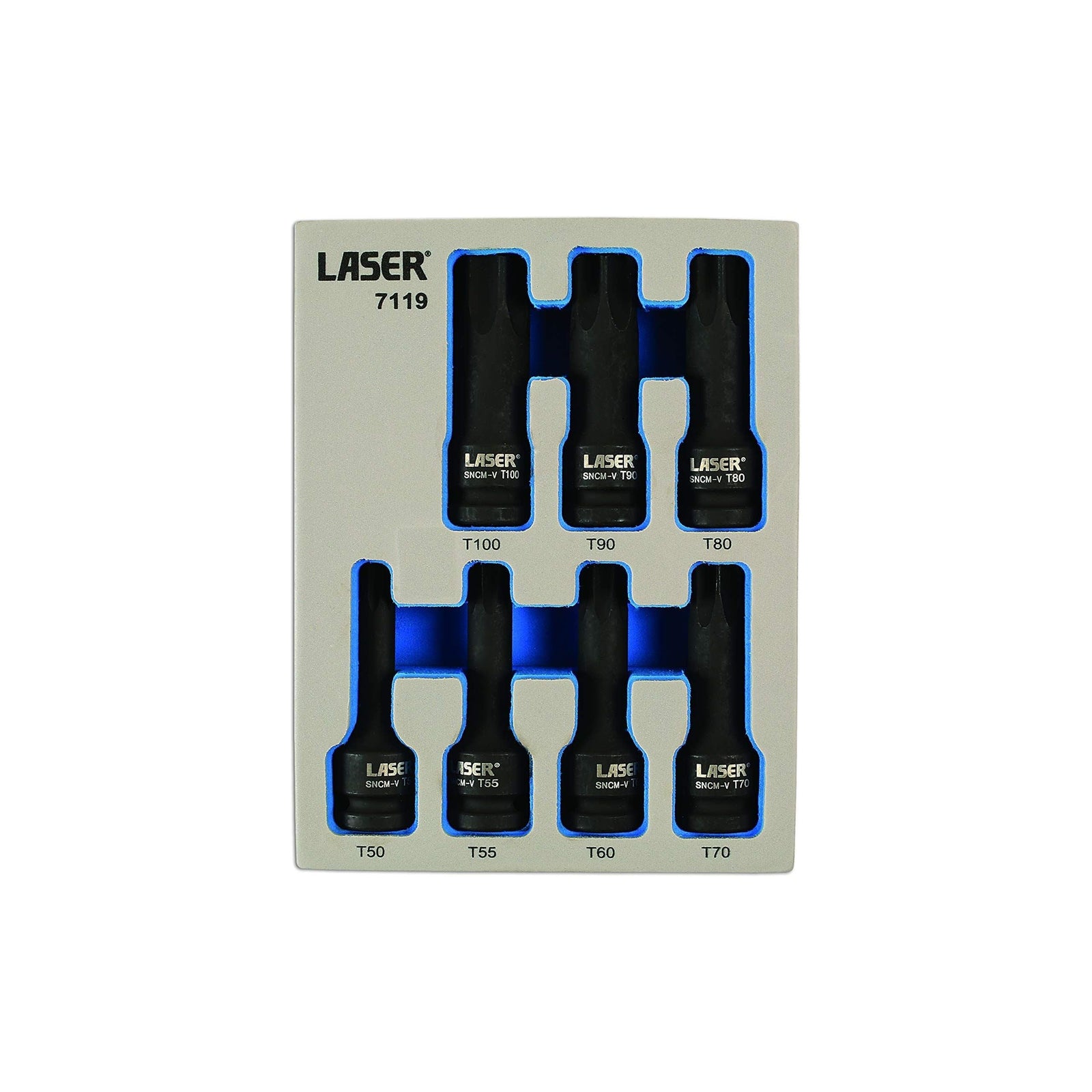 Laser Long Impact Star Socket Bit Set 1/2"D 7pc 7119