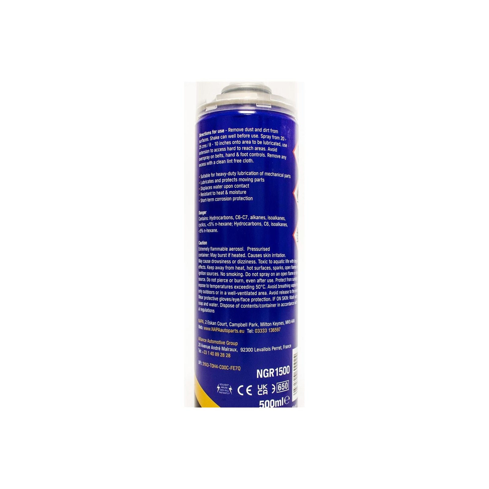 3x NAPA High Performance White Lithuim Grease 500ml Lubrication Spray Aerosol