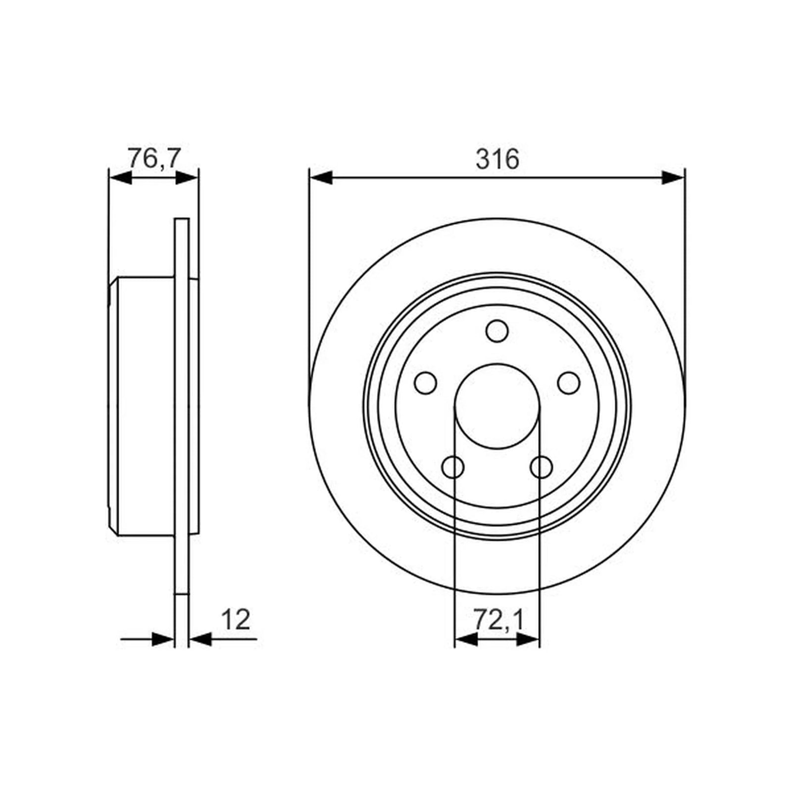 Bosch 2 x Solid Brake Discs fits Jeep Wrangler III 2007-2011 2.8 3.6 3.8