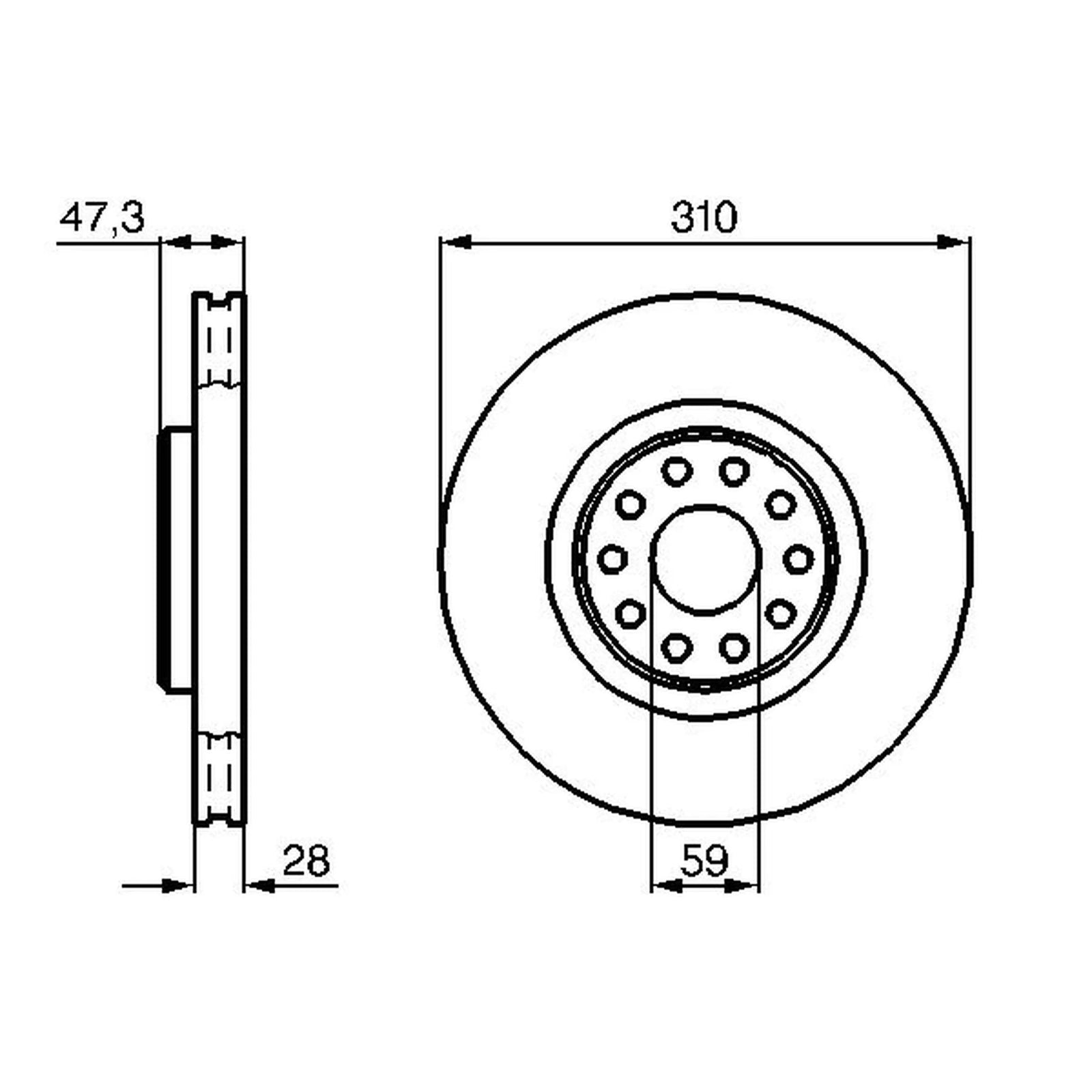 Bosch 2 x Brake Discs fits Alfa Romeo 166 1998-2007 2.0 2.4 2.5 3.0 3.2