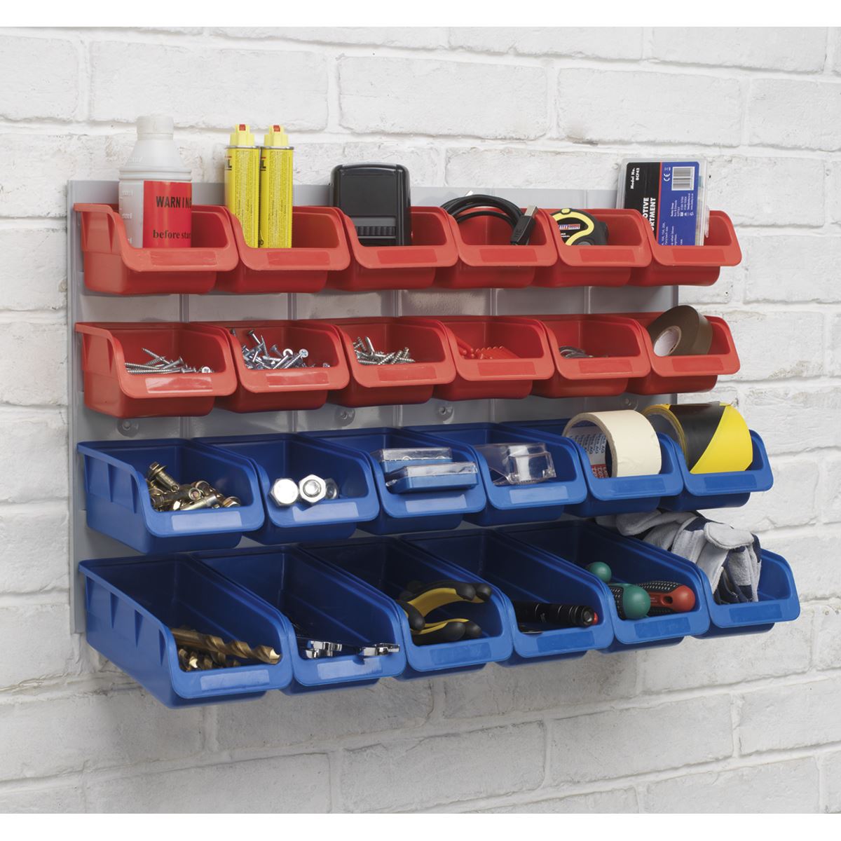 Sealey Bin & Panel Combination 24 Bins Red/Blue TPS132