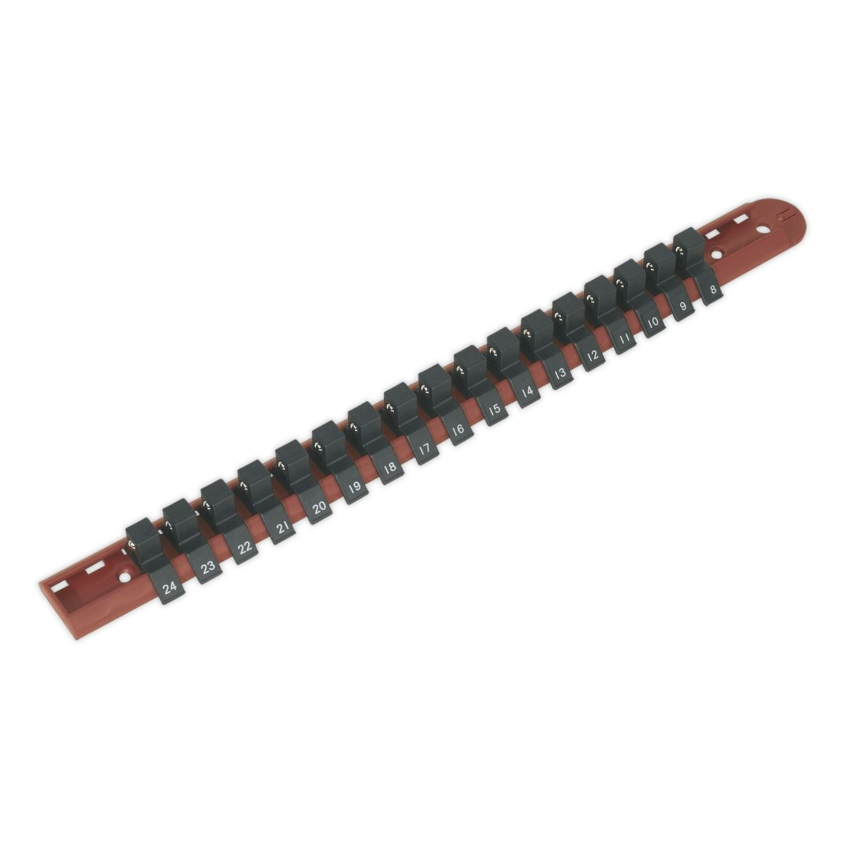 Sealey Premier Socket Retaining Rail with 17 Clips 1/2"Sq Drive AK1217