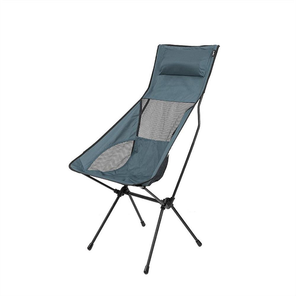 Folding Blue Camping Chair High Back Fishing Beach Picnic Outdoors Garden
