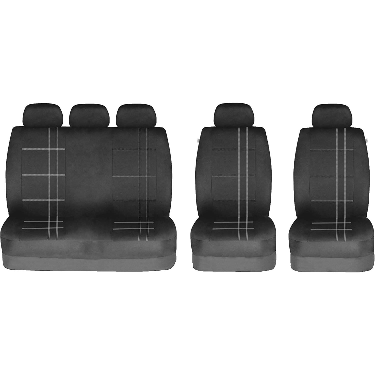 Sakura Seat Covers Checks Full Set includes Head Rest, Black/ White